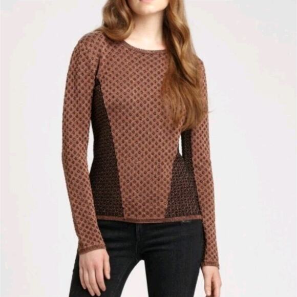Rag & Bone Womens Metallic Amanda Sweater Chainmail Brown Copper Quiet Luxury XS - Picture 4 of 16